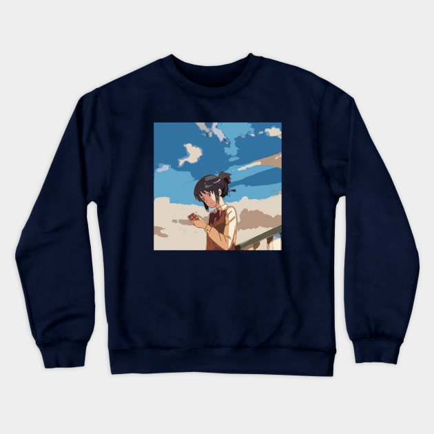 Your Name. Mitsuha Miyamizu Anime couples print Crewneck Sweatshirt by BleizerShtorn